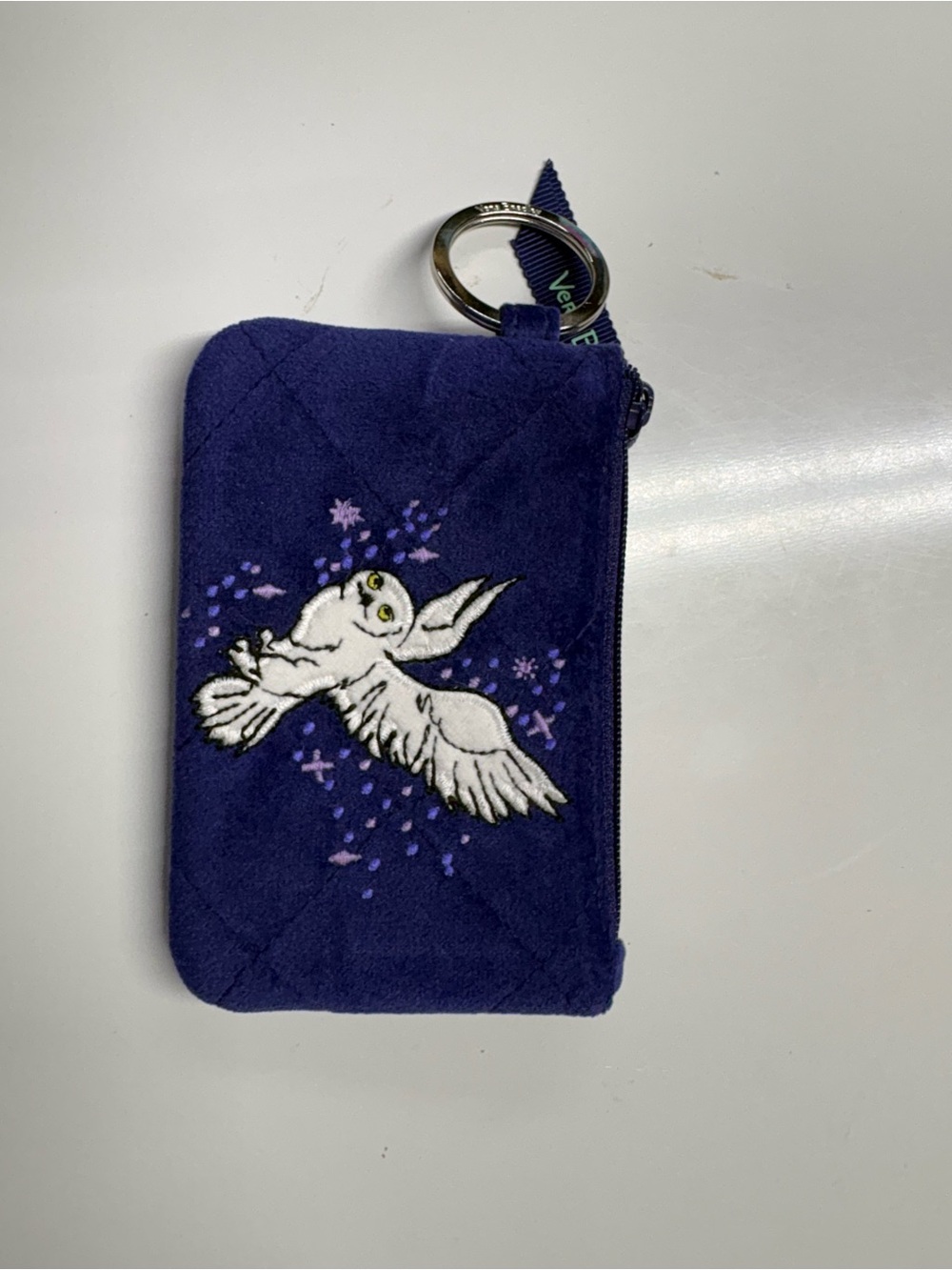 Vera Bradley Harry Potter Purple Quilted Key Zip Pouch with Hedwig